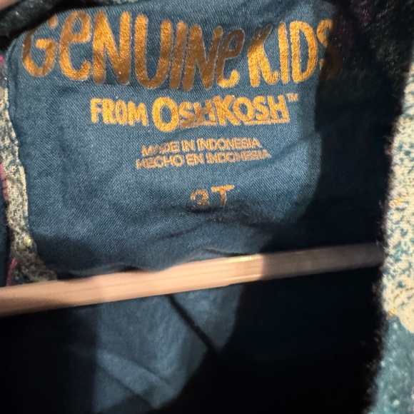 OshKosh B'gosh Set of 2 Dresses Teal Printed Sparkle & Navy Heart Long Sleeve 3T - Picture 6 of 7